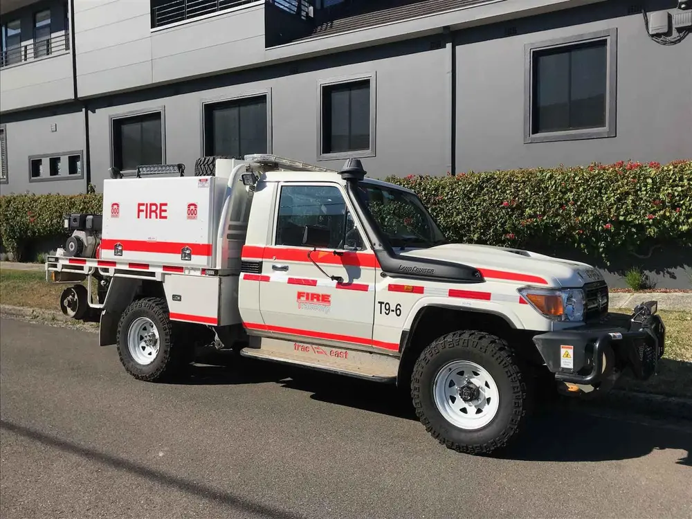 Hi-Rail fire appliance on the track during corridor works.